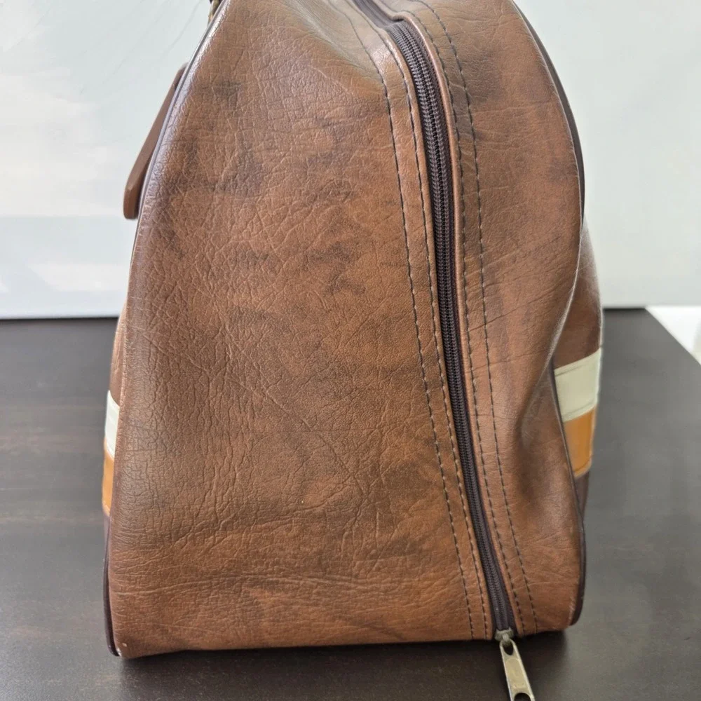 Vintage Brunswick Don Carter Wave Bowling Ball Bag Brown / Tan / Cream Retro